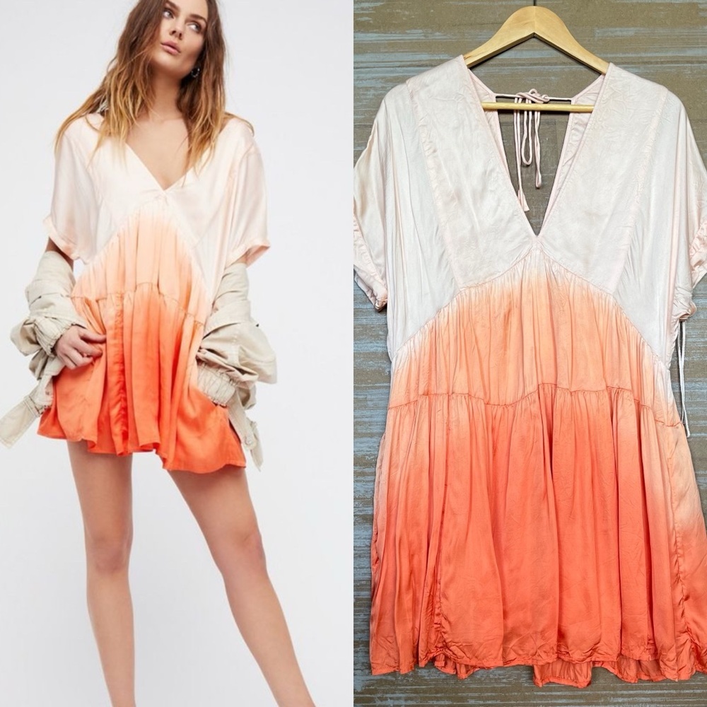 Free People Pink to Orange Ombre Mini Dress